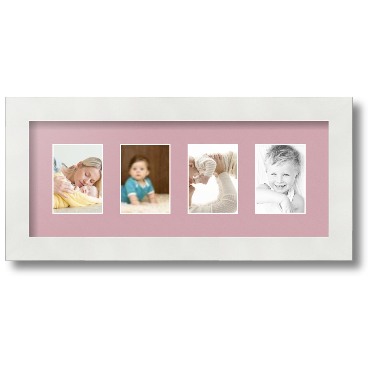 ArtToFrames Collage Photo Picture Frame with 4 - 2.5x3.5 inch Openings, Framed in White with Over 62 Mat Color Options and Regular Glass (CSM-3966-20)